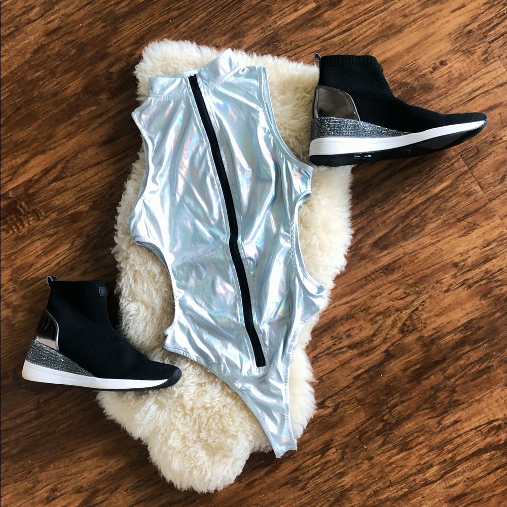 Cut out platinum bodysuit